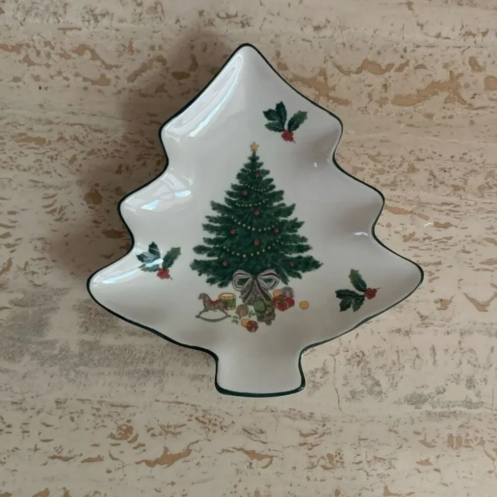Vintage Mikasa Christmas story trees shaped dish